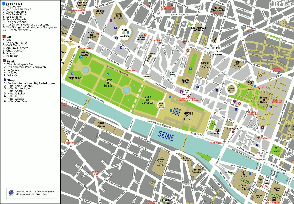 Mappa di 1 ° arrondissement di Parigi