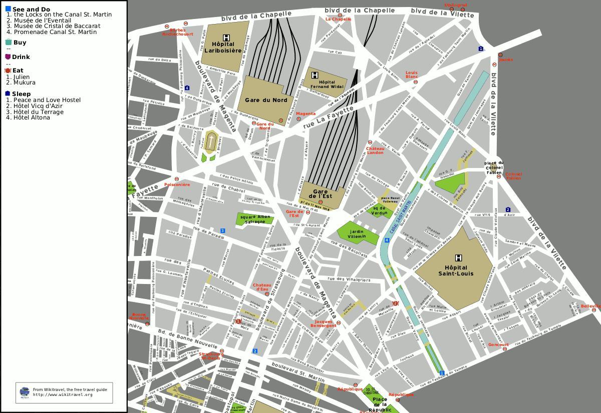 Mappa del 10 ° arrondissement di Parigi
