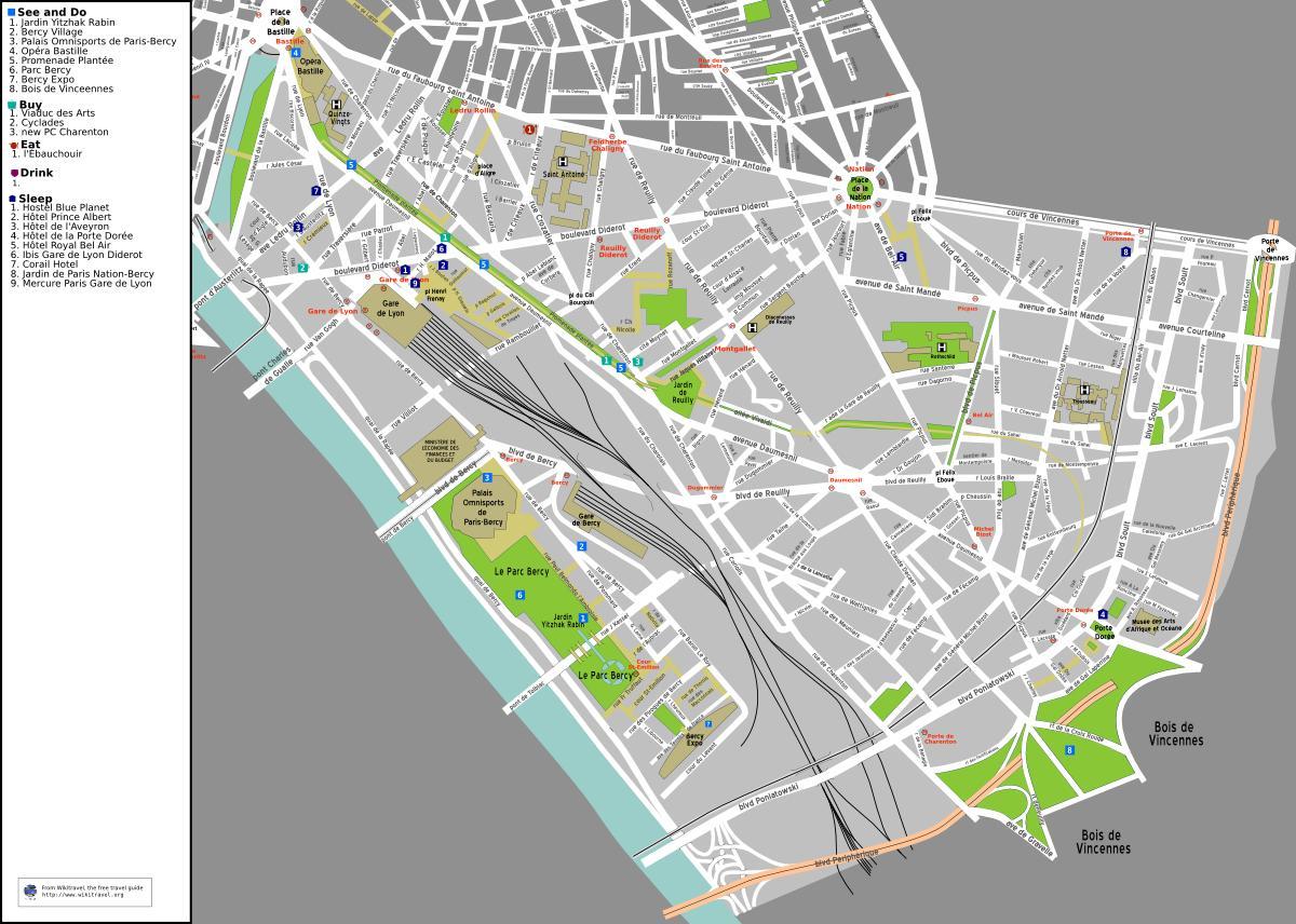 Mappa del 12 ° arrondissement di Parigi