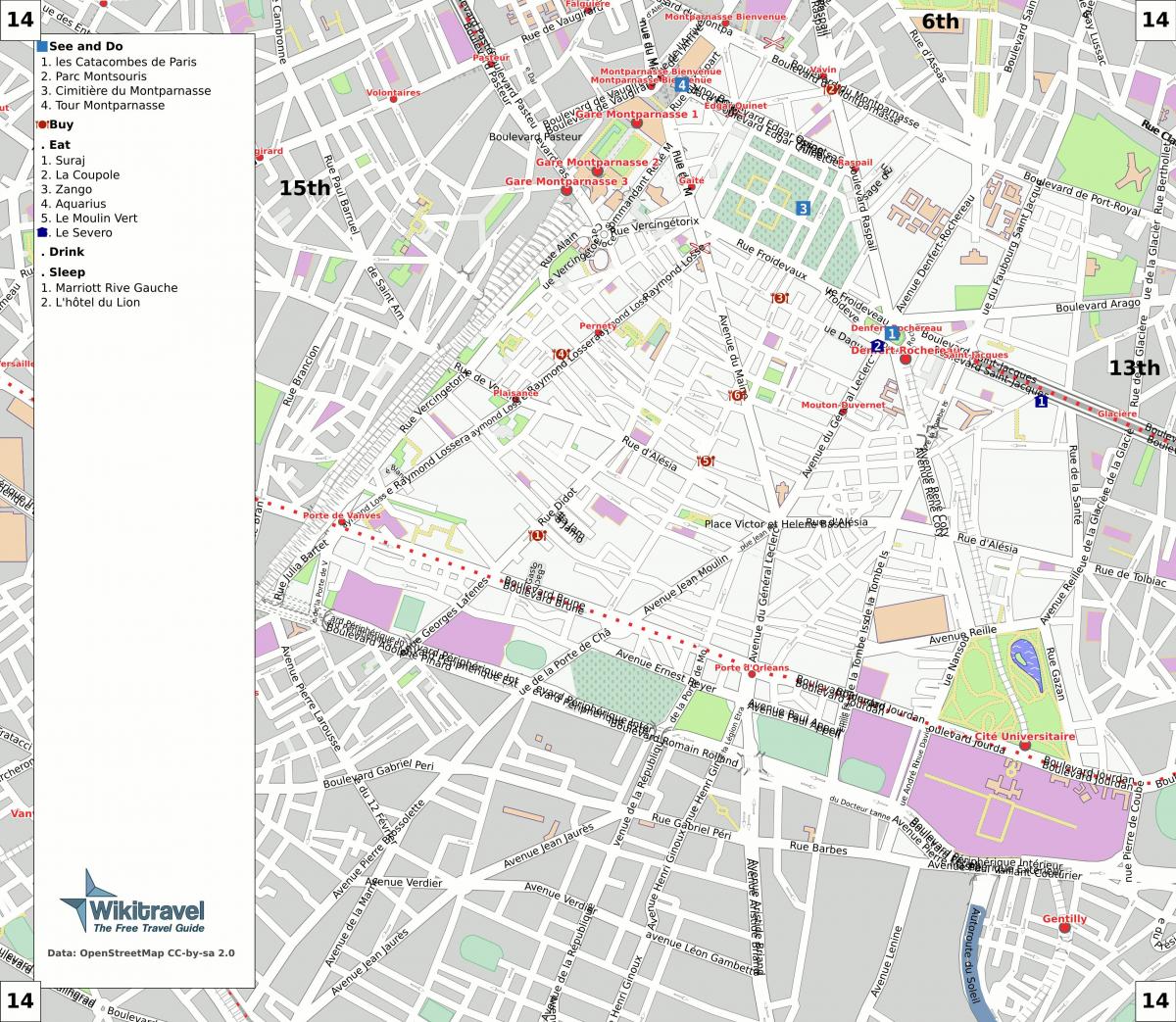 Mappa del 14 ° arrondissement di Parigi