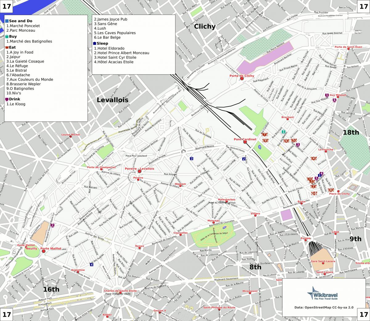 Mappa del 17 ° arrondissement di Parigi