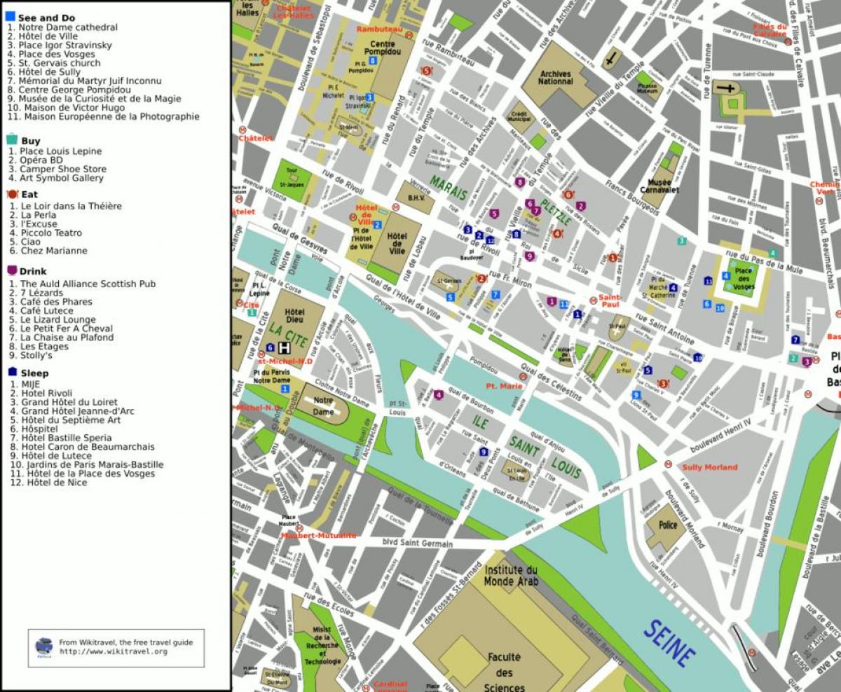 Mappa di 4 ° arrondissement di Parigi
