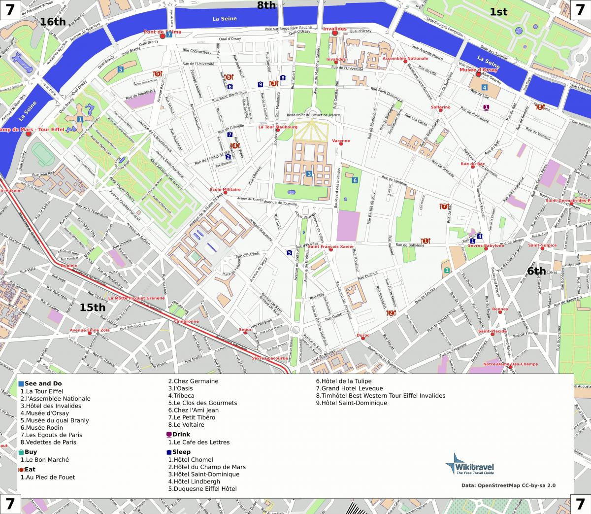 Mappa del 7 ° arrondissement di Parigi