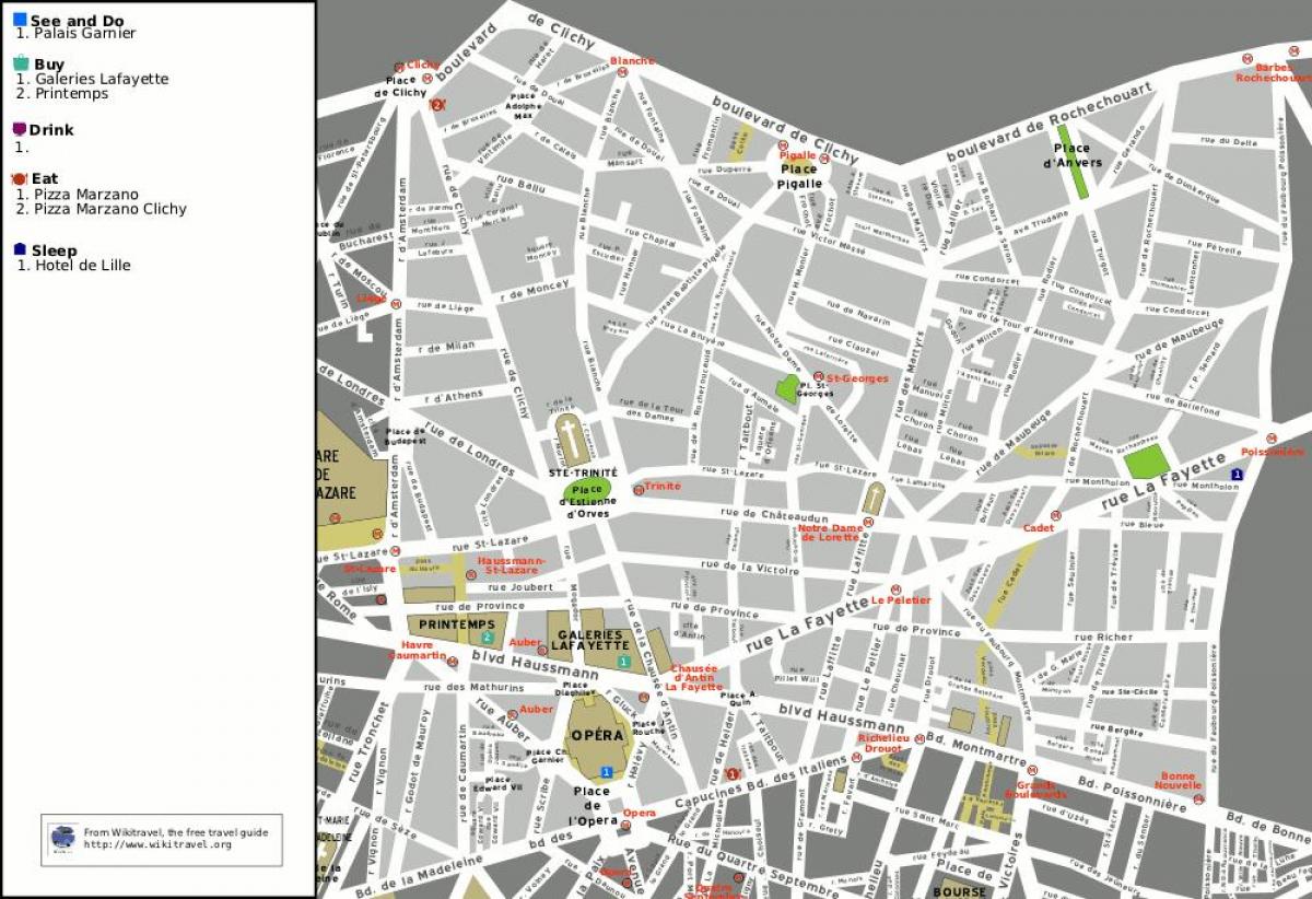 Mappa del 9 ° arrondissement di Parigi