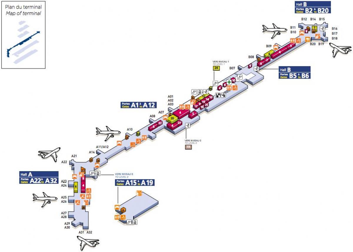 Mappa di Sud aeroporto di Orly