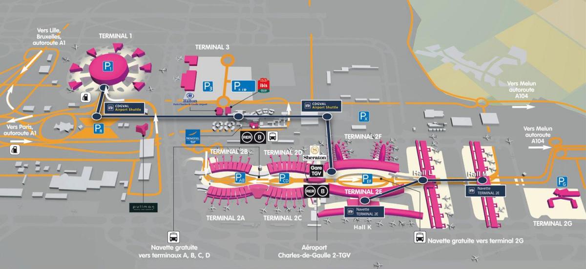 Mappa dell'aeroporto di Roissy