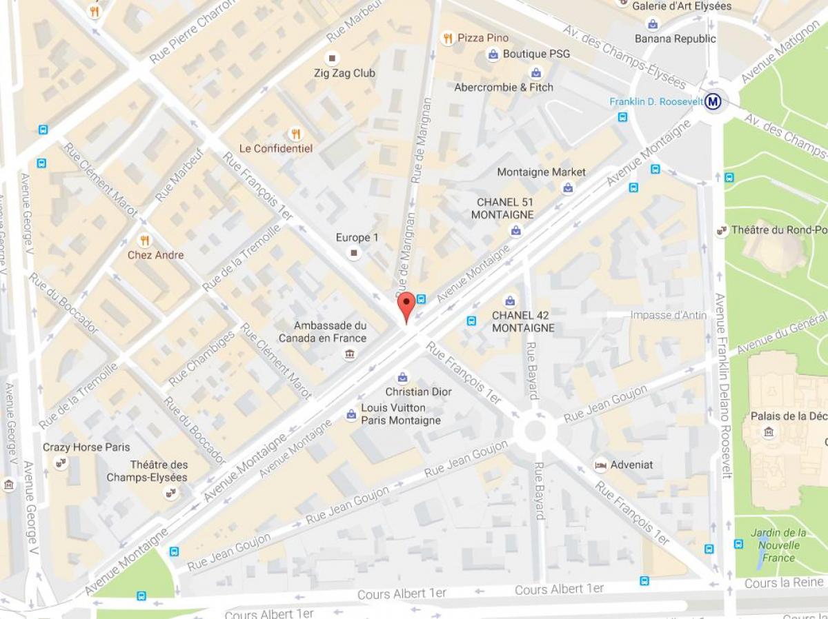 Mappa di Avenue Montaigne