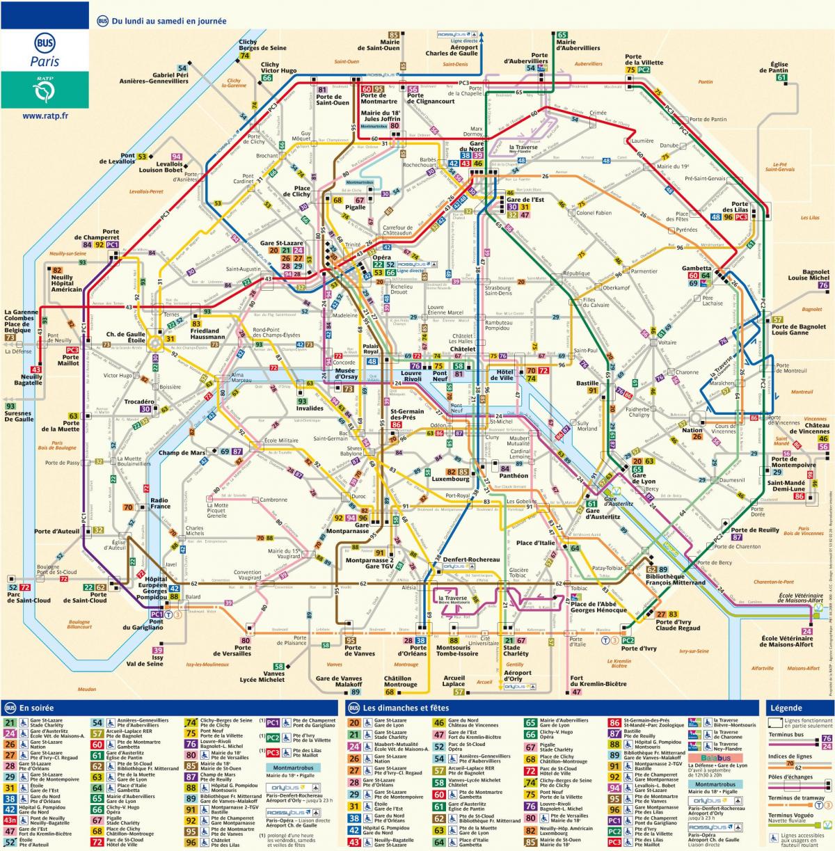 La mappa dei bus RATP
