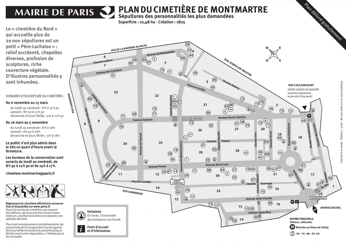 Mappa del Cimitero di Montmartre
