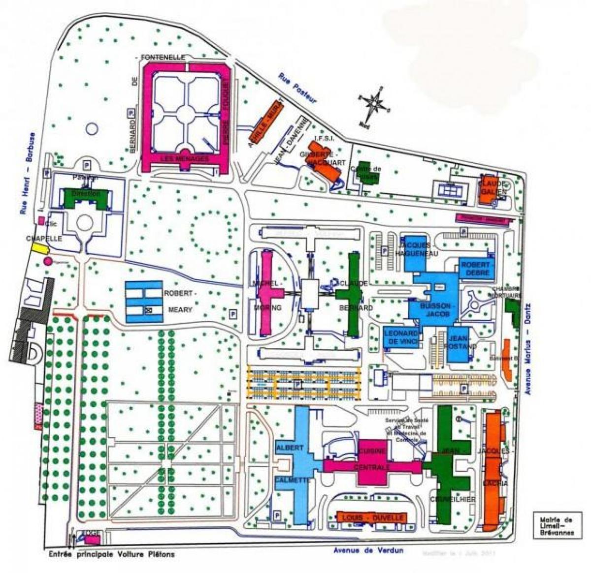 Mappa di Emile-Roux ospedale