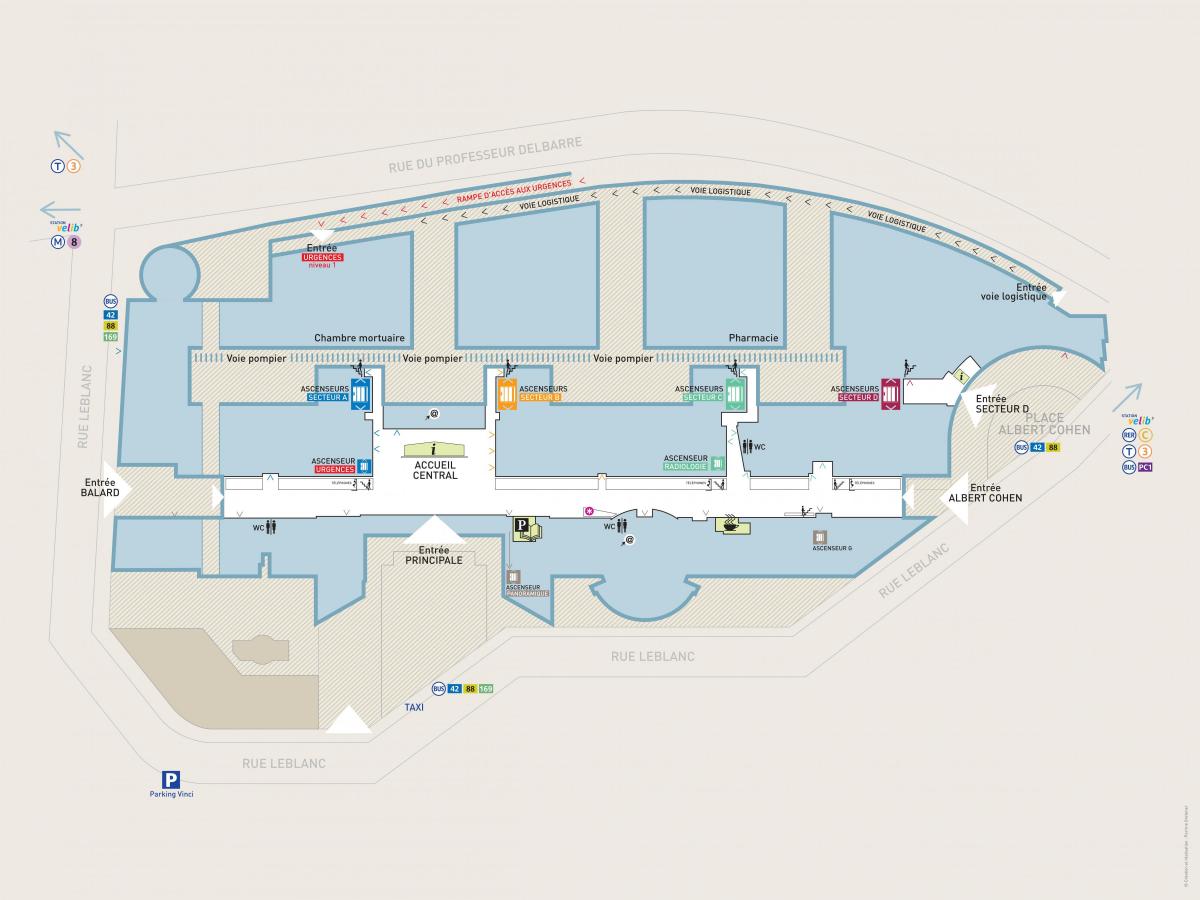 Mappa di Georges-Pompidou hospital
