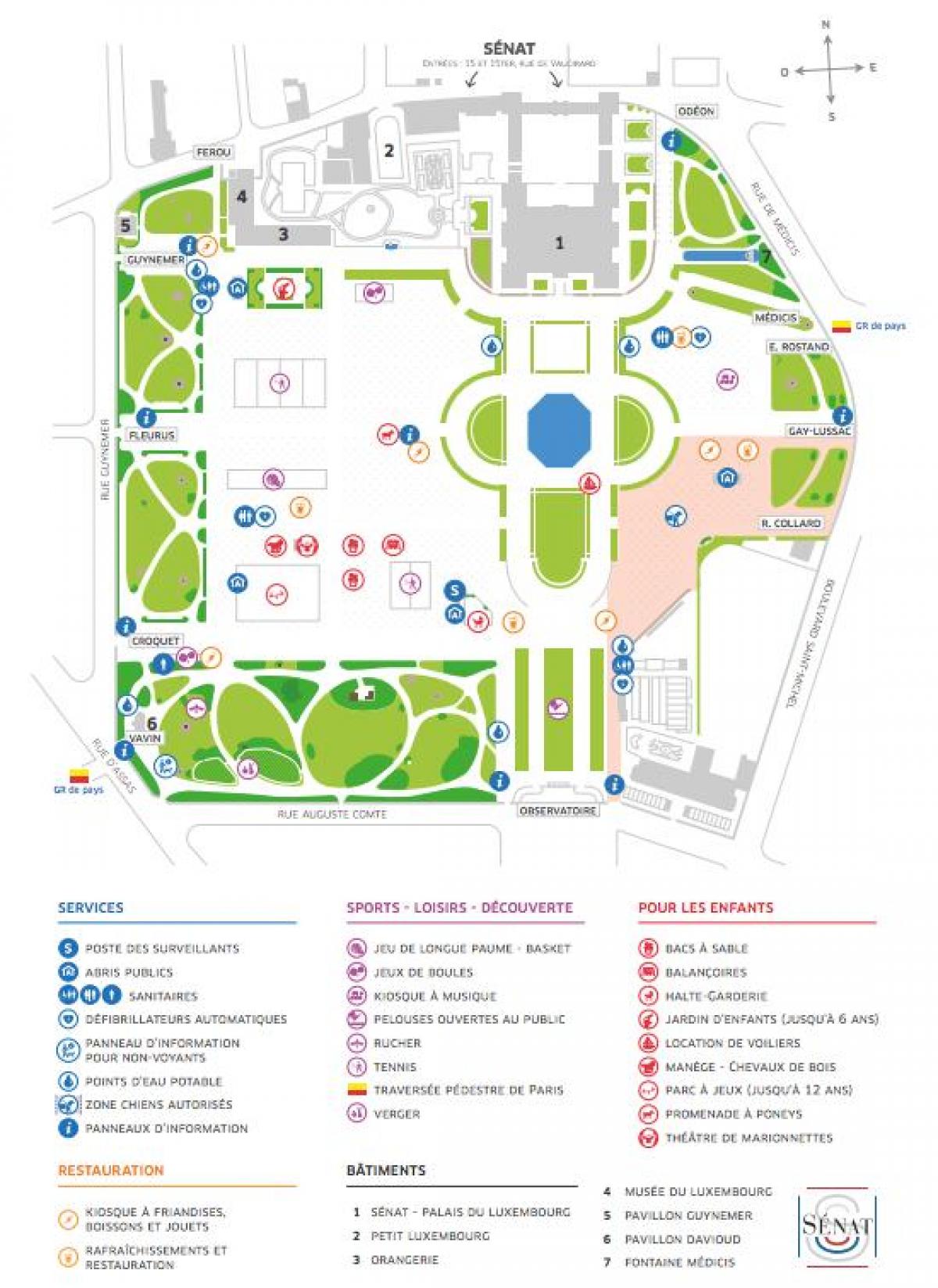 Mappa del Jardin du Luxembourg