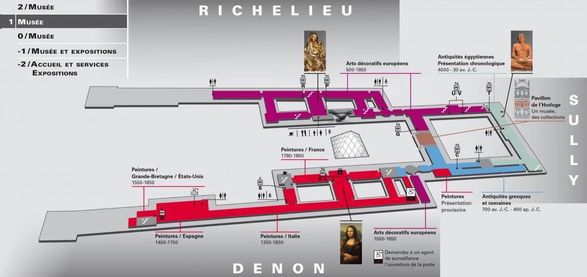 Mappa di Museo del Louvre di Livello 1