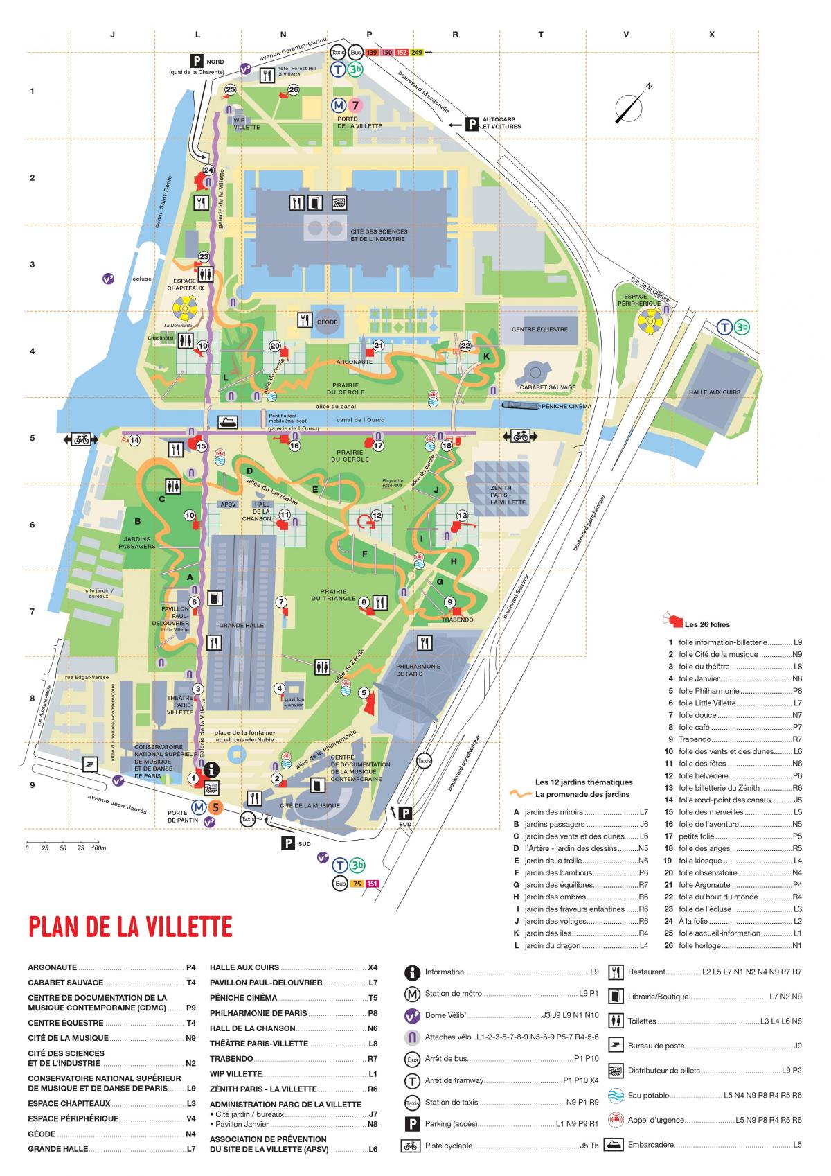 Mappa del Parc de la Villette