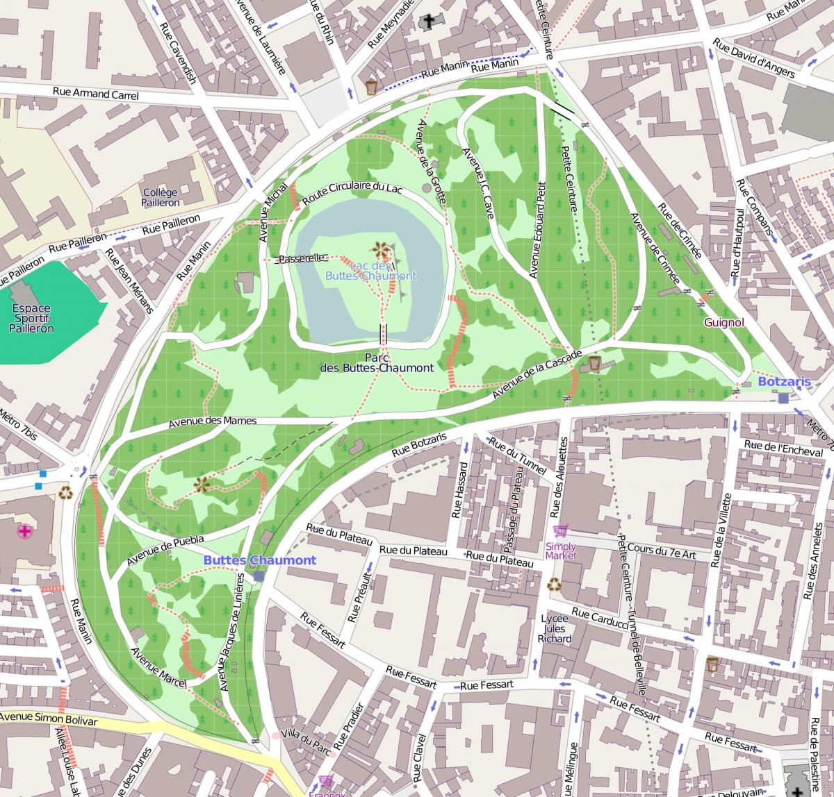 Mappa del Parc des Buttes-Chaumont