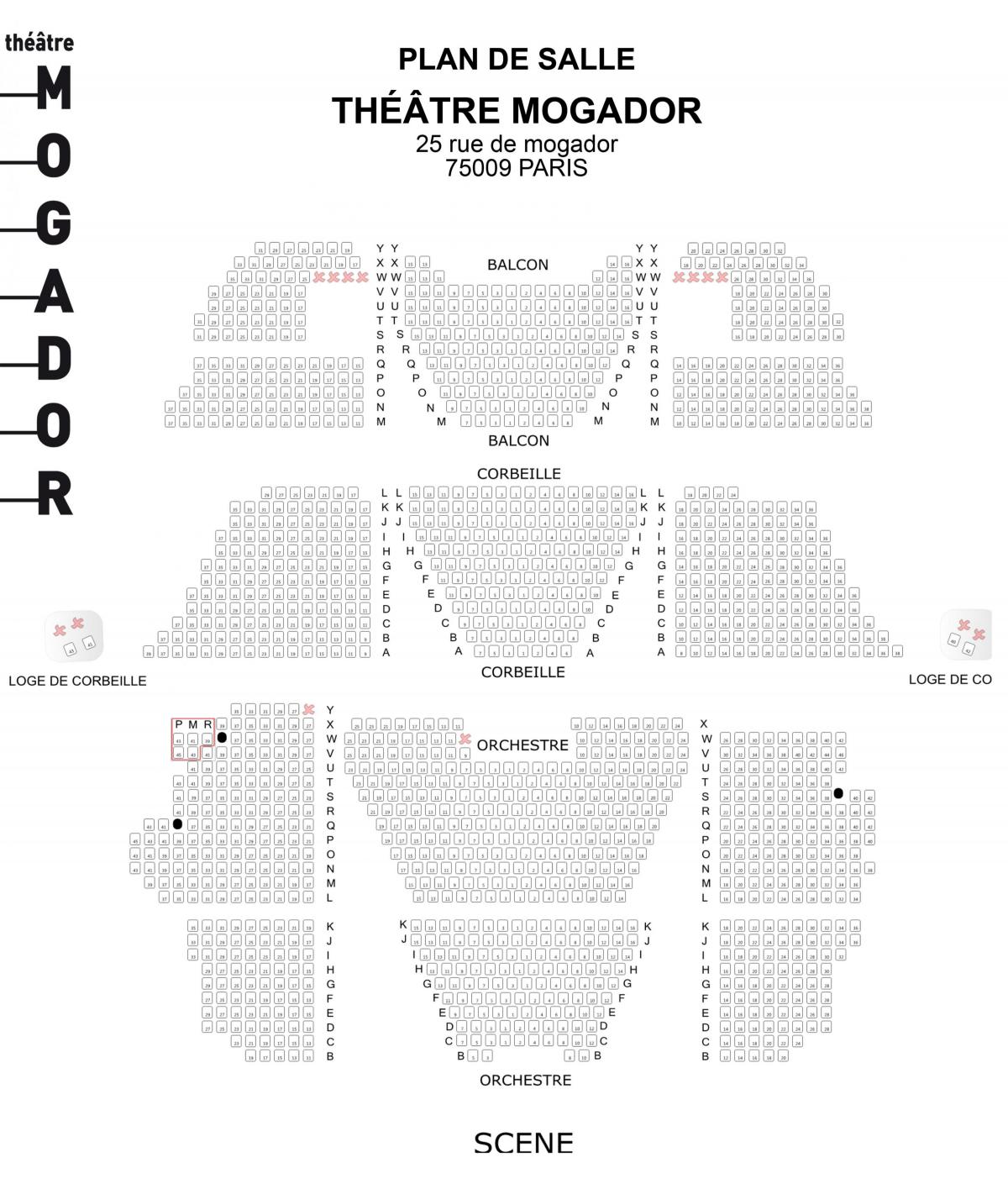 Mappa del Théâtre Mogador