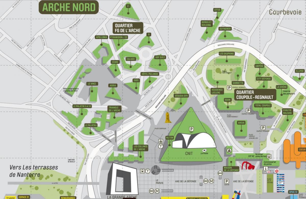 Mappa di La Défense Nord Arche