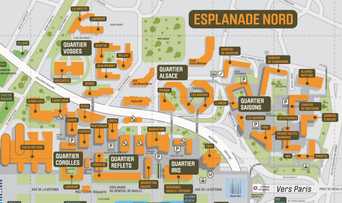 Mappa di La Défense Settentrionale Esplanade
