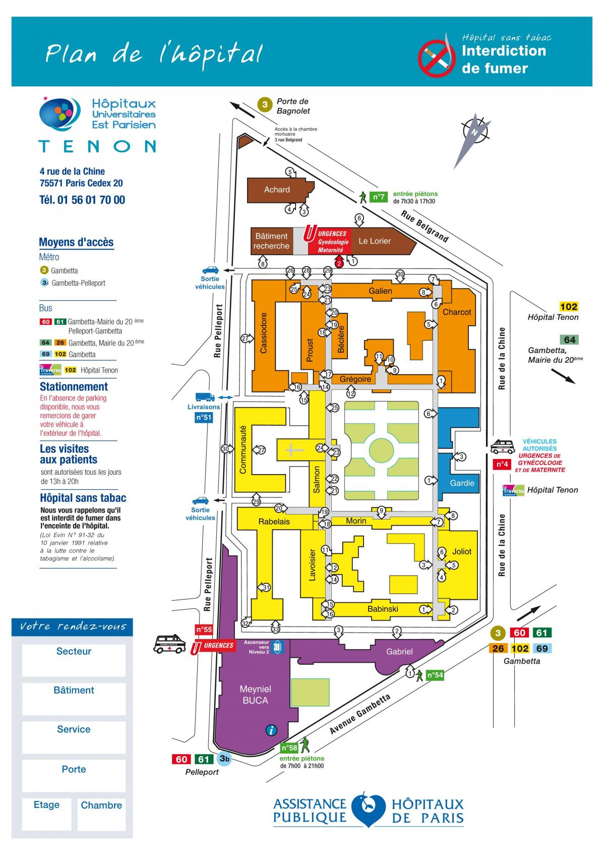 La mappa ospedale Tenon