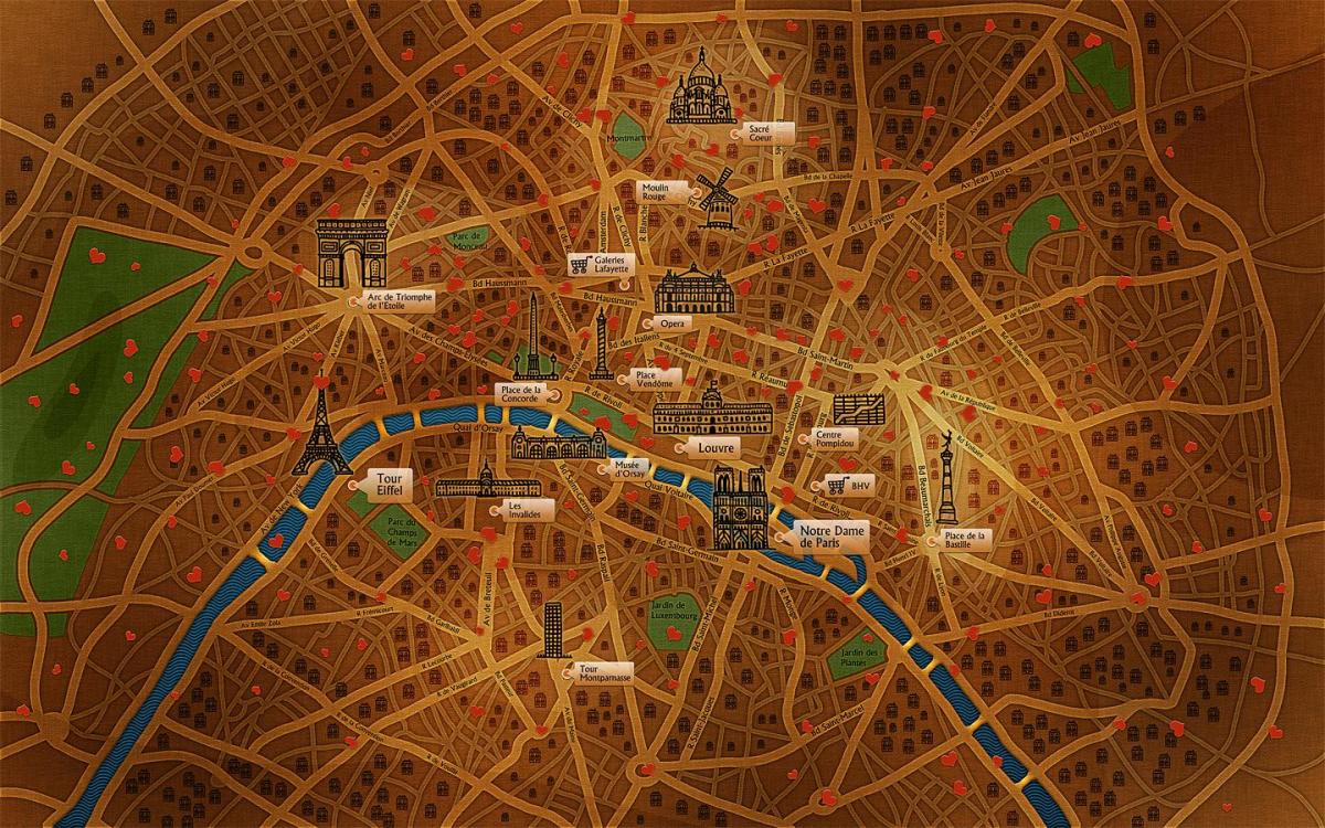 Mappa di Parigi, carta da parati