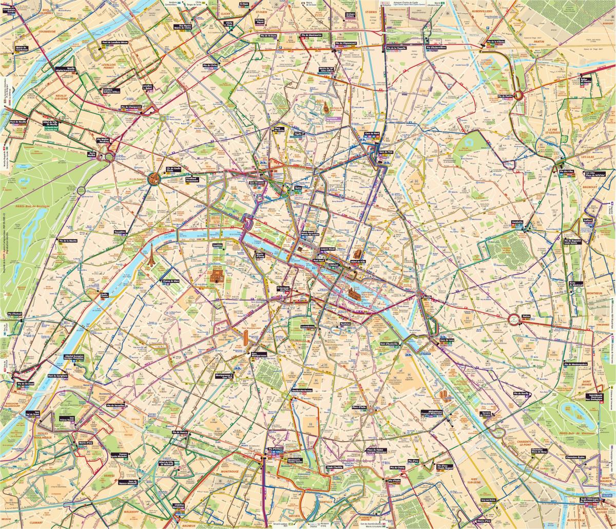 Mappa di Parigi in autobus