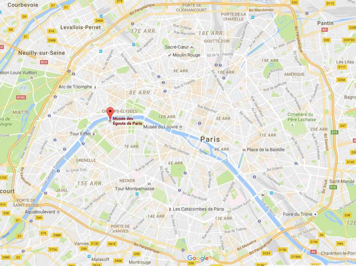 Mappa di Parigi fogne