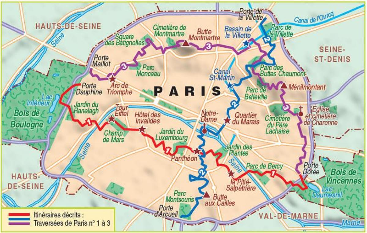 Mappa di Parigi, escursionismo