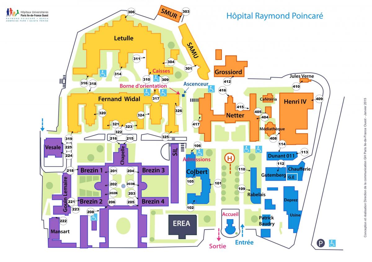Mappa di Raymond Poincaré ospedale