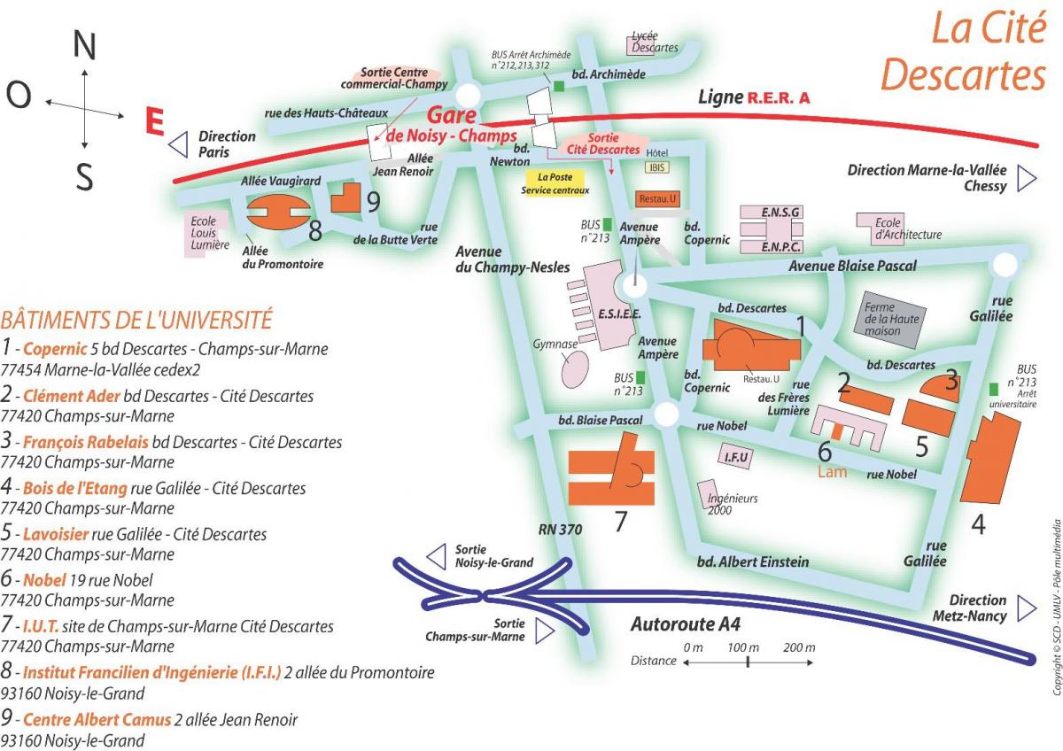 Mappa di Università Descartes di Parigi
