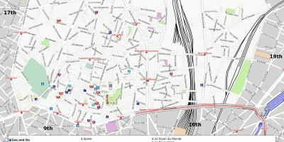 Mappa del 18 ° arrondissement di Parigi