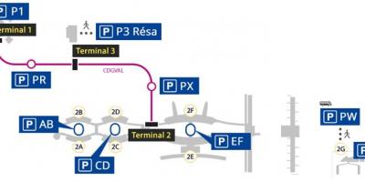 Mappa dell'aeroporto di Roissy, parcheggio