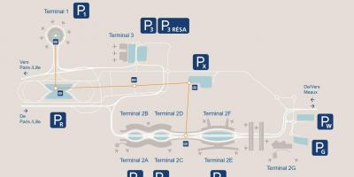 Mappa di aeroporto CDG parcheggio
