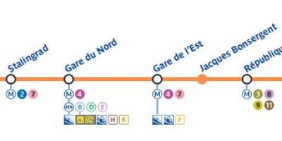 Mappa della linea 5 della metropolitana di Parigi