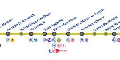 Mappa di Parigi, metropolitana linea 9