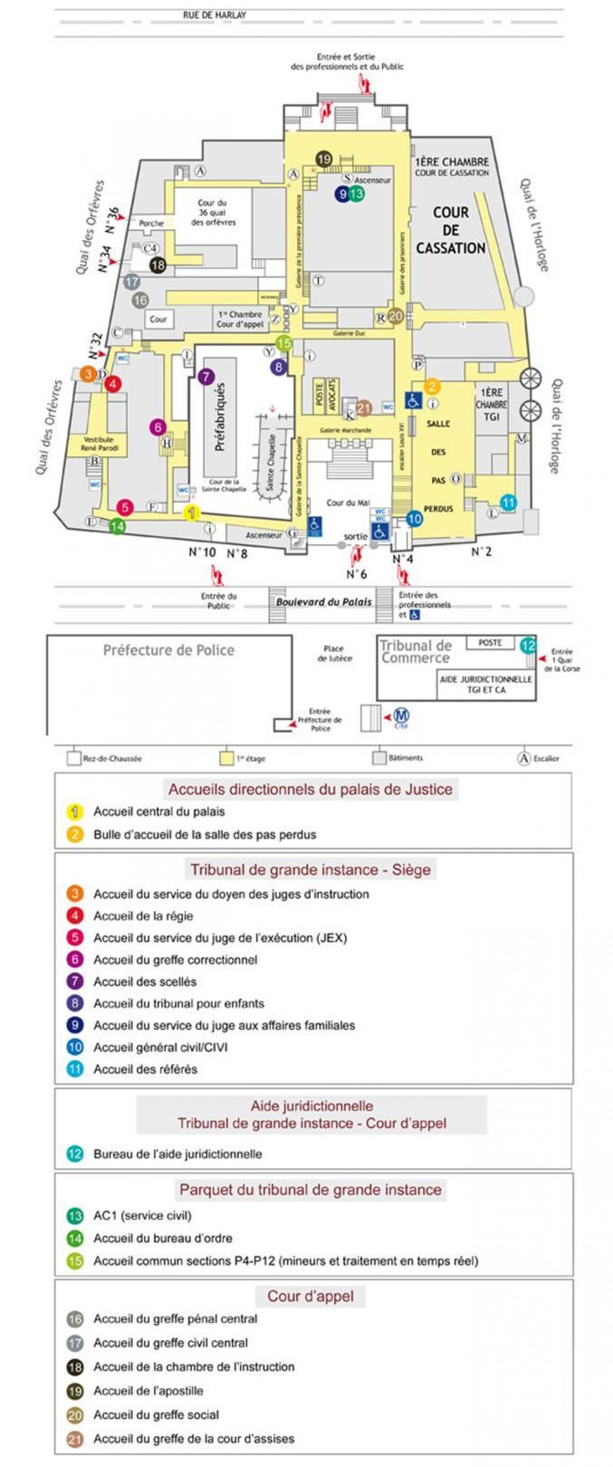 Mappa del palazzo di Giustizia di Parigi