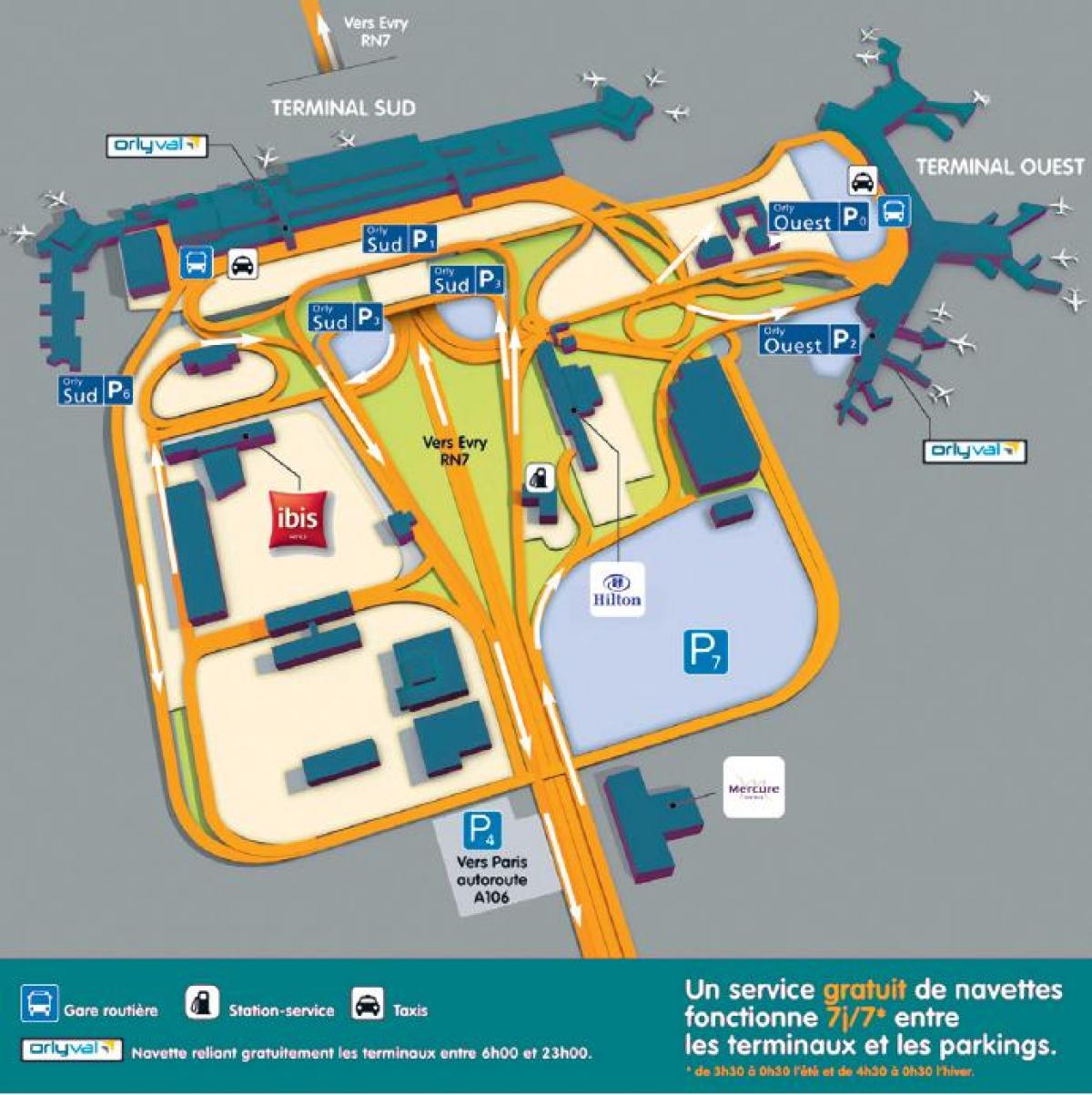 Mappa dell'aeroporto di Orly